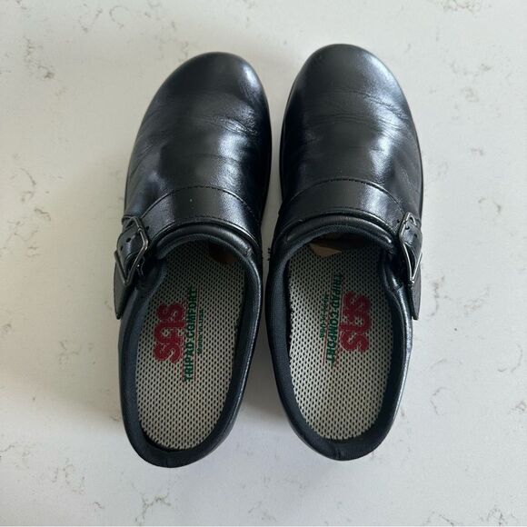SAS Clogs Slip On Shoes Womens Size 6.5 Black Leather USA Made Tripad Comfort - Picture 3 of 10